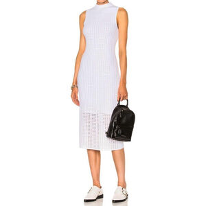 RAG & BONE INGRID SLEEVELESS EYELET MESH MIDI DRESS EHITE SIZE SMALL